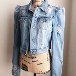 Boohoo 🦋Puff Shoulder Cropped Denim Jacket🦋 Photo 3