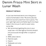 Madewell Lunar Wash “Frisco” Black Denim Raw Hem Mini Skirt Size 32 Photo 12