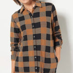 Denim & Co . Heavenly Jersey Buffalo Plaid Button Front Tunic Top A296477 XL QVC Photo 0