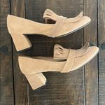 French Soles fs/ny block heel loafers heels Size 9 suede tan leather Photo 3