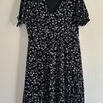🦋 Black White Floral Mini Dress Stretch Comfy Casual Spring XL XXL Photo 0