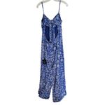 Lulus  Blue Pattern Jumpsuit Romper Sz XL NWT Wideleg Vacation‎ Coastal NWT Photo 4