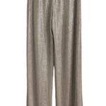 ZARA Silver Shimmer Stretchy Pull On Wide Leg Pants Size Small New with Tags Photo 13