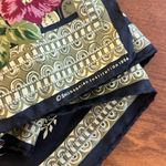 1994 Smithsonian Institution 100% Silk Floral Border Scarf – 14.5” x 60” (Italy) Black Photo 5