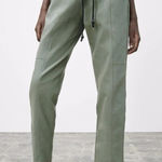 ZARA  Green‎ Pull On Elastic Drawstring Waist Jogger Style Trousers Photo 0