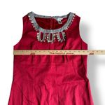Richard Malcolm Red Cotton Dress Size 8 Embellished Floral Stripe Hem Mod Preppy Photo 2