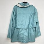 Vintage 1980s Teal Blue Shiny Windbreaker Rain Jacket Womens S Funky Artsy Photo 4