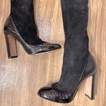 Dolce & Gabbana Round Toe Pump Insert Over The Knee Suede Sock Boots Black Sz 36 Photo 9