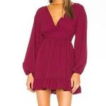 Tularosa  Magenta Jordan V Neck Puff Long Sleeve Dress Photo 0
