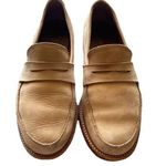 ADELANTE Shoe Co. Women’s Sz 8.5 Brown Penny Loafer Cream Slip On Leather Shoes Photo 0