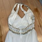 Sequin Hearts white beaded halter lined chiffon open back full length dress Size undefined Photo 6