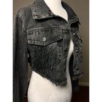 NEW Cropped Black Denim Womens S/M Jacket Fringe Distressed Hem Tassels Western Size M Photo 1