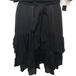 H by Halston NWT  Black Sheer Ruffled Mini Dress Flare Sleeve Waist Tie Size 6 Photo 2