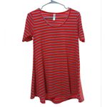 LuLaRoe Women T-Shirt Red Striped Round Neck Short Sleeve Slit Side Size XXS Photo 1