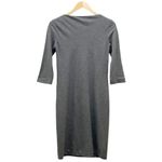Theory  Stretch Wool Boatneck Fitted Sheath Charcoal Gray 3/4 Sleeve Dress Size 2 Photo 3