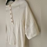 Madewell  NWOT Boxy Textured jacquard corduroy puff sleeve top button tee shirt Photo 7