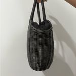 Vanessa Paris NY London VTG Bag Purse Black Woven Basket Cloth Liner Drawstring Photo 4