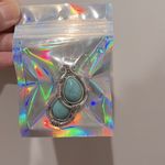 Faux turquoise & silver tone boho dangly earrings, teardrop shape, 1.5” NEW Blue Photo 3