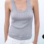 ZARA  Silver Metallic Knit Tank Photo 0