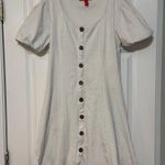 Chelsea and Violet Bubble Sleeve Button Down Off-White Summer Mini Dress Large Photo 2