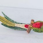 Vintage Brooch / Vintage Pin Parrot Green & Red Long Tail Statement Photo 3