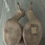 Jimmy Choo Authentic  Shimmer Champagne Gold Leather Peep Toe Heel Size 39 Photo 4