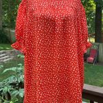Love, Olive Co Blouse Women's 3X Red floral mock Neck Short Sleeve Top Photo 0