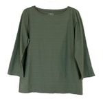 Talbots  | Green 100% Pima Cotton Textured 3/4 Sleeve Tee Shirt Womens Large Photo 0