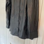7 For All Mankind Womens Faux Leather Snap Button Shirt Jacket Sz Large Black Photo 9
