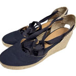 Castaner Castañer Carina Navy Canvas Espadrille Wedge Sandals Ankle Tie Size 39 US 8.5-9 Photo 0