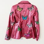 Queen of Sparkles Butterfly Pink Sequin Blazer Size XS Photo 7