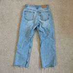 ZARA  High Rise Ripped Knee Straight Leg Raw Hem Jeans Light Wash Blue Size 8 Photo 4
