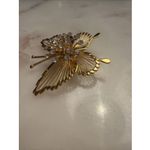 Monet Vintage Signed  Gold Tone Butterfly Brooch Pin Rhinestones Photo 5