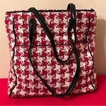 Vera Bradley Houndstooth Tweed Red White Tote Bag Photo 1