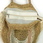 Woven Straw Oval Hobo Shoulder Purse Bag Tan Ivory Beach Travel Zip Closure Photo 10