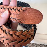 Vintage Brown Vegan Leather Braided Belt Womens S/M Boho Casual Classic Brass Photo 3