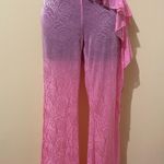 Pink see through cover up flare pants NWT Photo 4