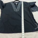 Gap Navy Blue Light Blue Embroidered V Neck Cotton Top Photo 3