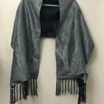 Women’s Reversible Wrap Silver‎ and Black with Fringe One Size Photo 0