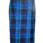 Escadrille VTG Wool Blend Long Wrap Skirt Fringe Plaid Western Boho Festival 14 Blue Photo 0