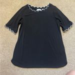 Susan Graver  Black Scallop Trim Women's Top size small Photo 0
