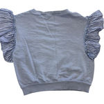 Pilcro  Shirt Womens XS Blue Ruffle Flutter Sleeve Cotton Knit Striped Ribbed Hem Photo 0