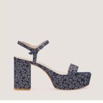 Stuart Weitzman Dancer Mid Block blue denim print Platform Sandals size 8.5 nwot Photo 1