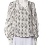 Pringle of Scotland Black and White Print Silk Origami Sleeve Blouse Size 10 Top Photo 0