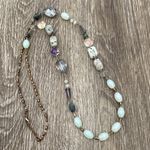 Beaded long necklace moonstones multicolor bohemian boho gypsy fairy Blue Photo 0