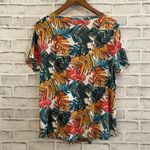 Chico's Women’s Chico’s vibrant colored tropical print short sleeve t-shirt 2 (Large) Photo 1