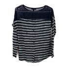 Mavi Size Small Sweater Navy & Gray Loose Knit Pullover Lightweight‎ Semi Sheer Black Photo 1
