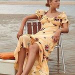 Free People  floral embroidered puff sleeve maxi dress in yellow,Size Large, $268 Photo 1