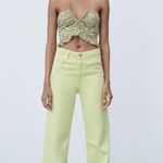 ZARA Green Print Crop Top Photo 0