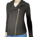 Helmut Lang Women’s Size S Black Heavy Jersey Moto Zip Shawl Collar Jacket Photo 2